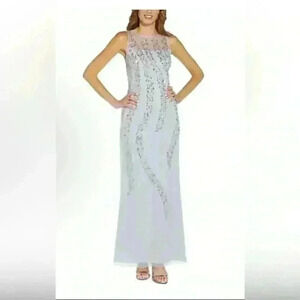 Adrianna Papell Silver Maxi Dress